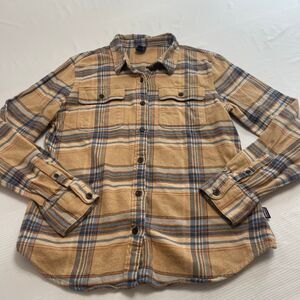 Patagonia Womens Beige Plaid Fjord Flannel Long Sleeve Button Down Shirt Medium